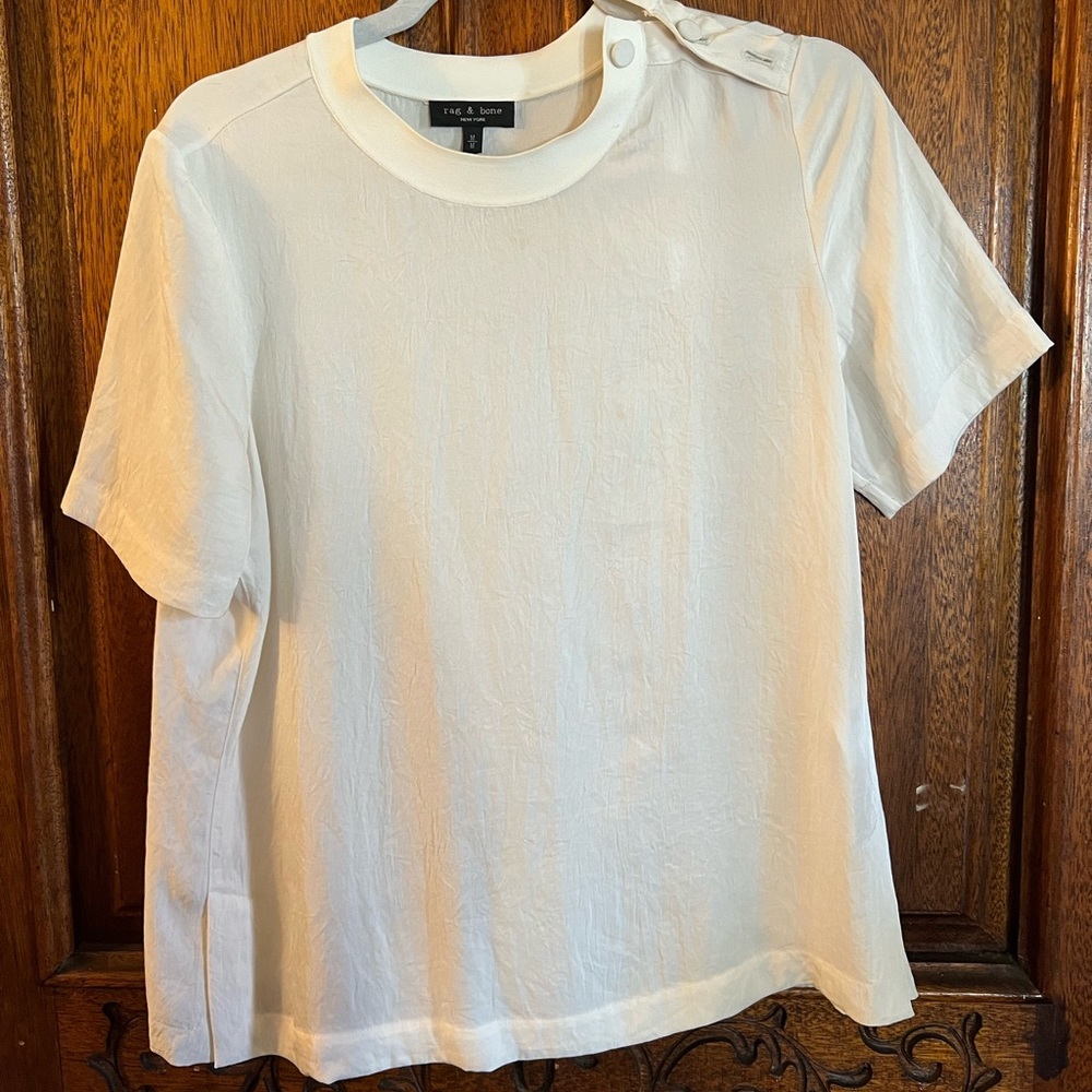 rag & bone Cream Short Sleeve Blouse